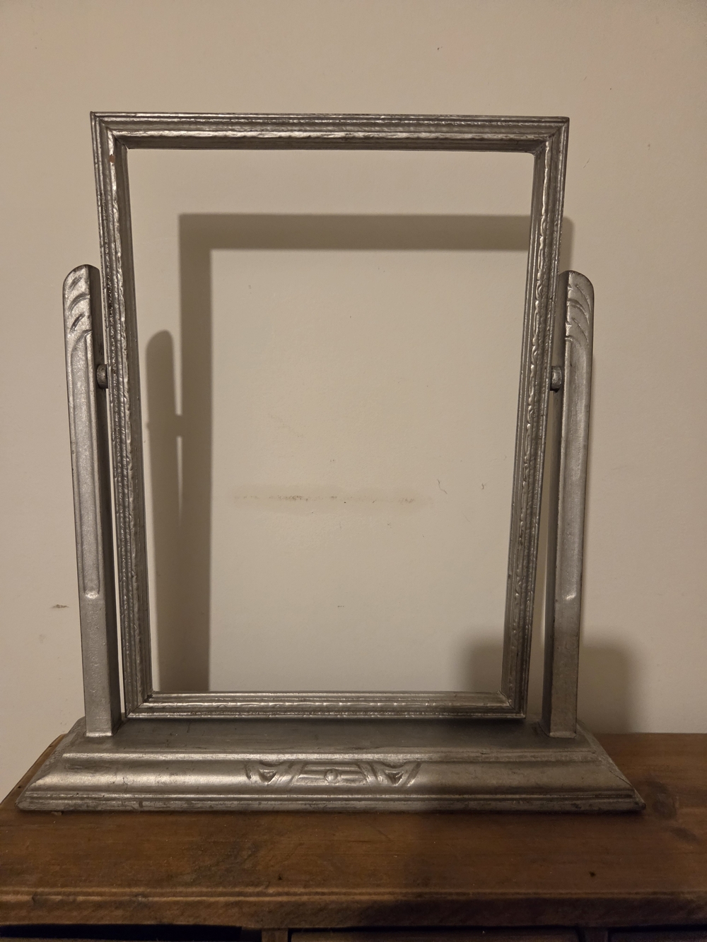 Silver Tilt Tabletop Vanity Mirror Art Deco 1930s